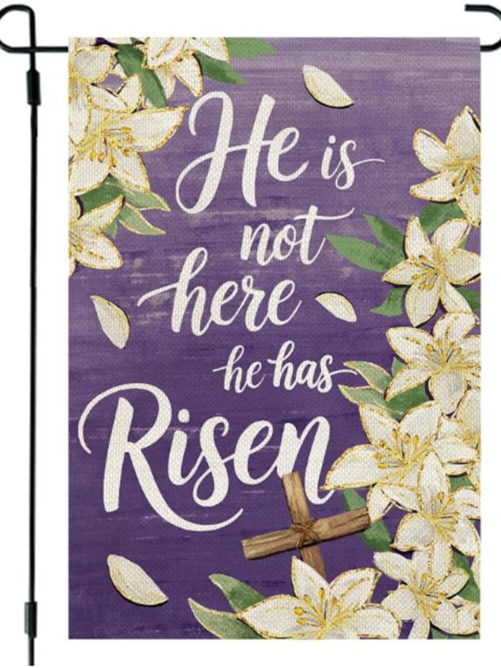 CROWNED BEAUTY Easter Garden Flag He is Risen 12x18 Inch